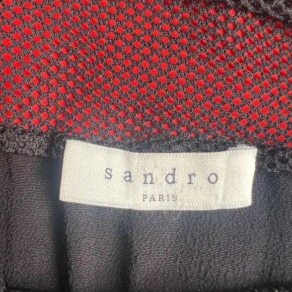 Sandro Mesh Detail Red & Black Dress – Size 1 (US 2) - Picture 6 of 7